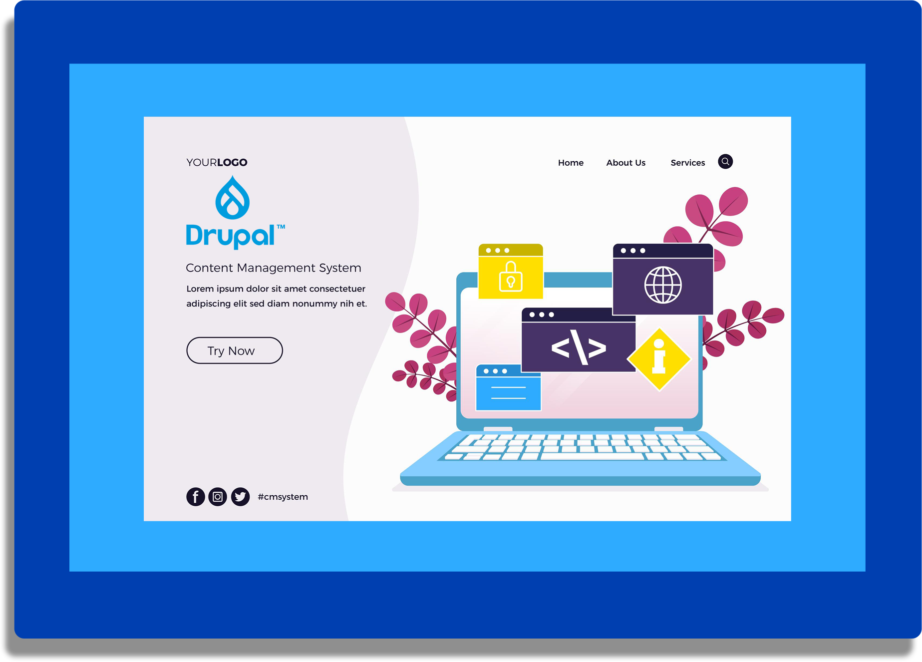 Illustration of a Drupal web page