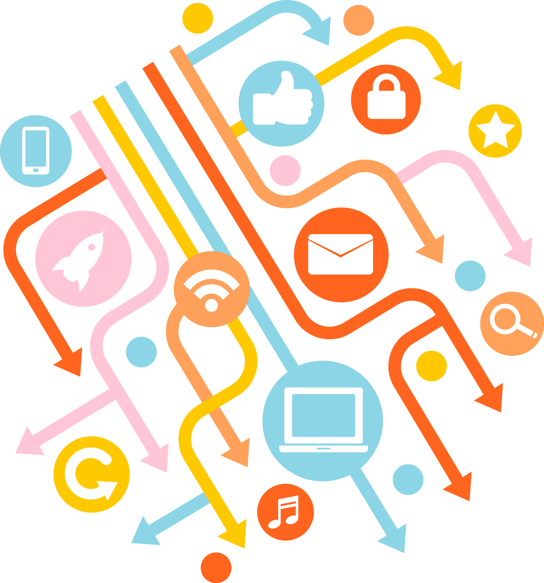 illustration with icons of contact methods