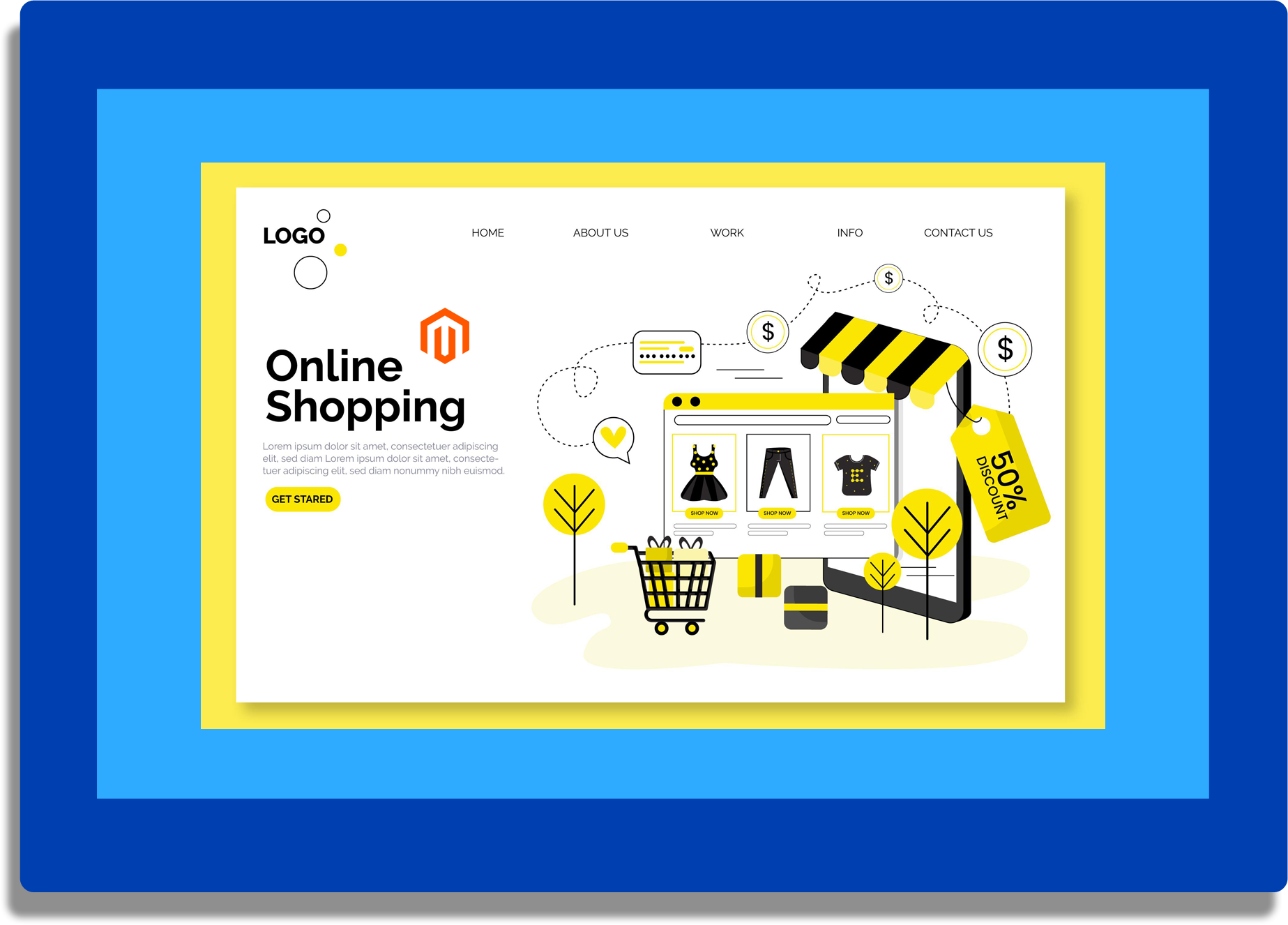 Illustration of a Magento web page