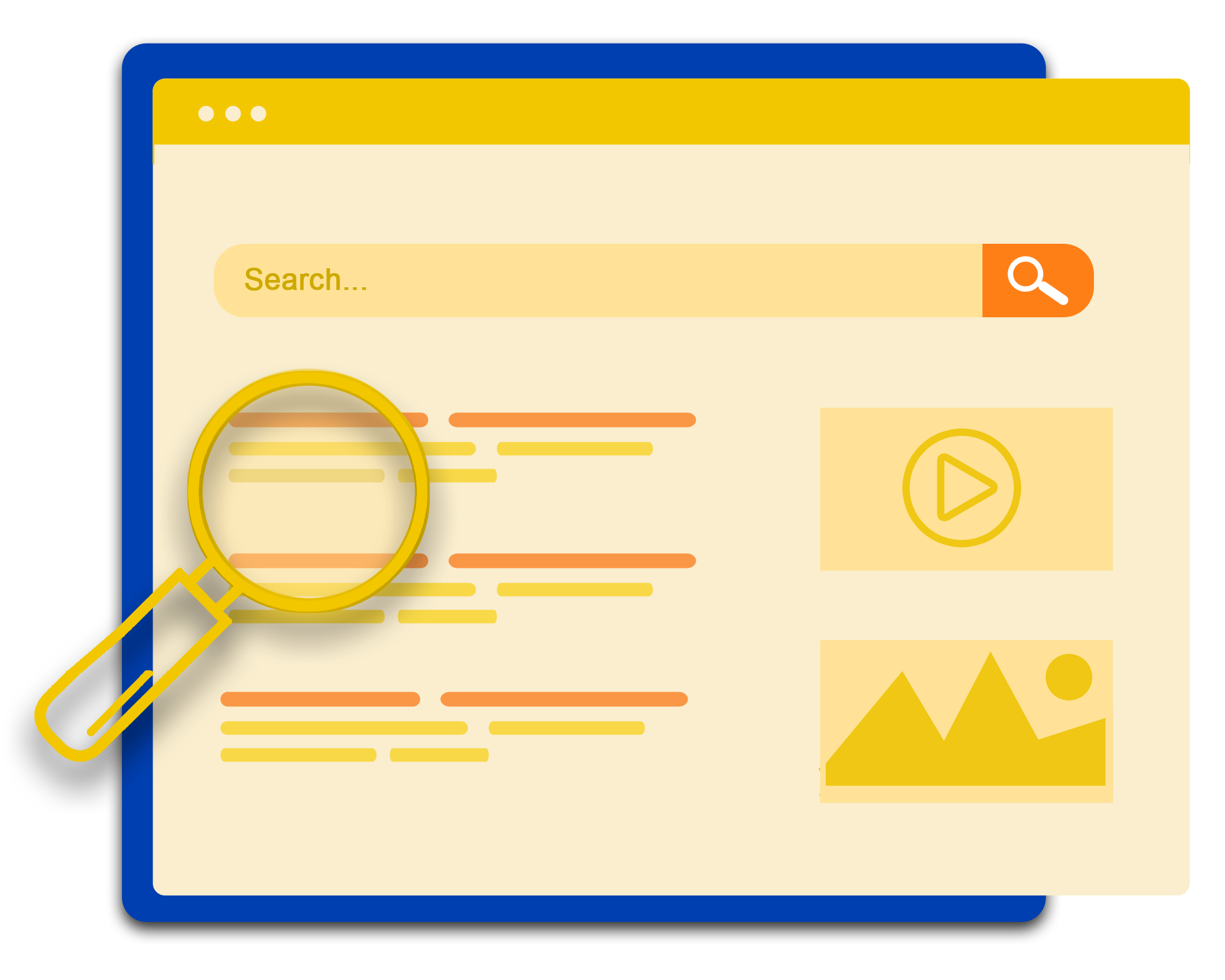 Illustration of a search on a search engine